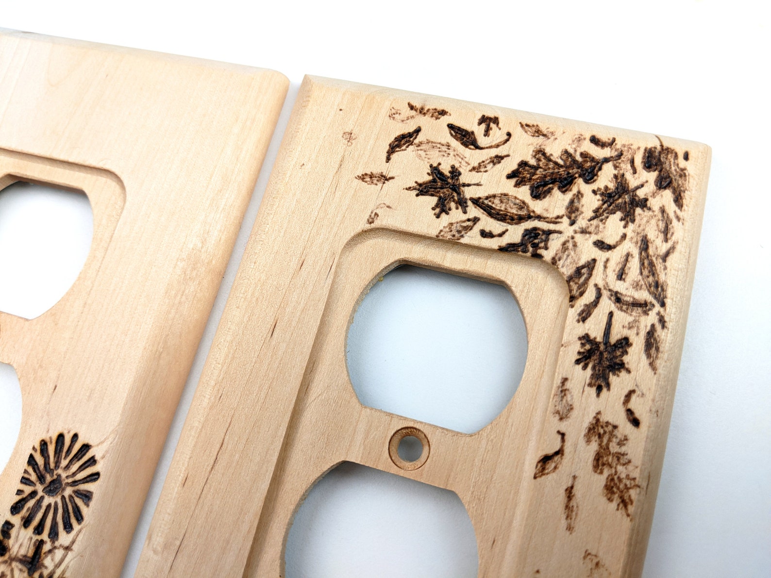 Wood Outlet Covers Set of 3 Nature Designs Etsy