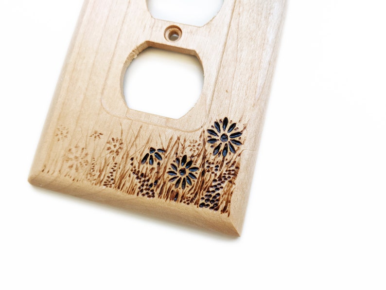 Wood Outlet Covers Set of 3 Nature Designs Etsy