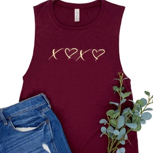 XOXO Heart Muscle Tank - Valentine&#39;s Day - Holiday Gift Ideas - Gift For Mom - Gym Tank Tops - Yoga Tank Top - Fitness Tee - Love Shirt
