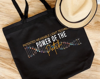 LifeWave Power Of The Patch Square Tote Bag | Tech tote | Black tote | Durable bag | Polyester tote
