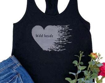 WOMEN TANK - Wild Inside Racerback - Workout Tank - Graphic Tanks - Fitness Tee Shirt - Yoga Tank Top - Comfortable Shirt - Wild Woman