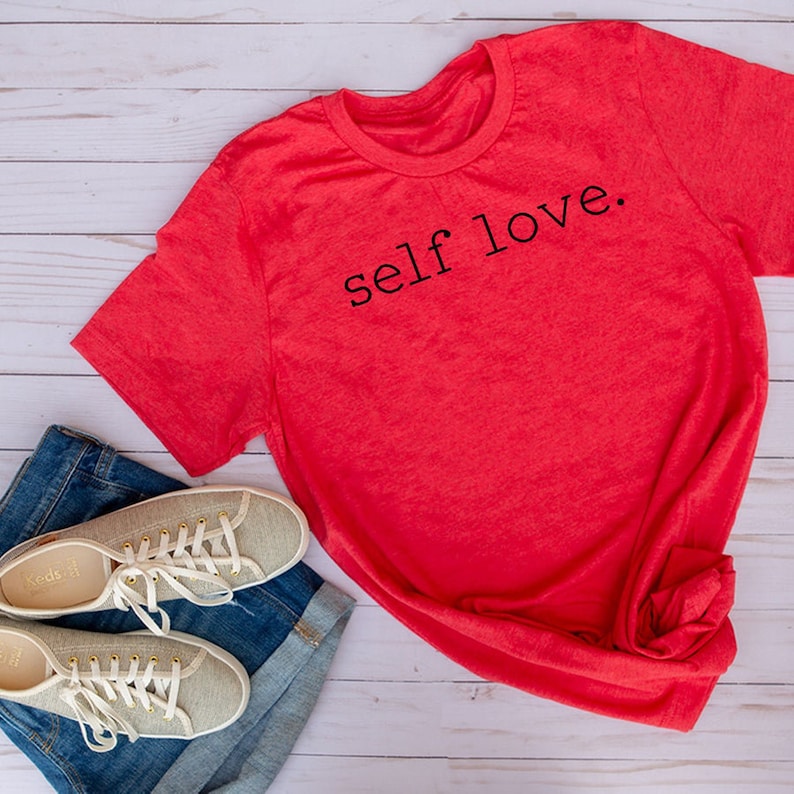 Self Love T-Shirt | Self Care Shirt | Motivational shirt | Love Yourself Tee | Self Love Tee | Cute Red T-Shirt | Girls Tee afbeelding 1