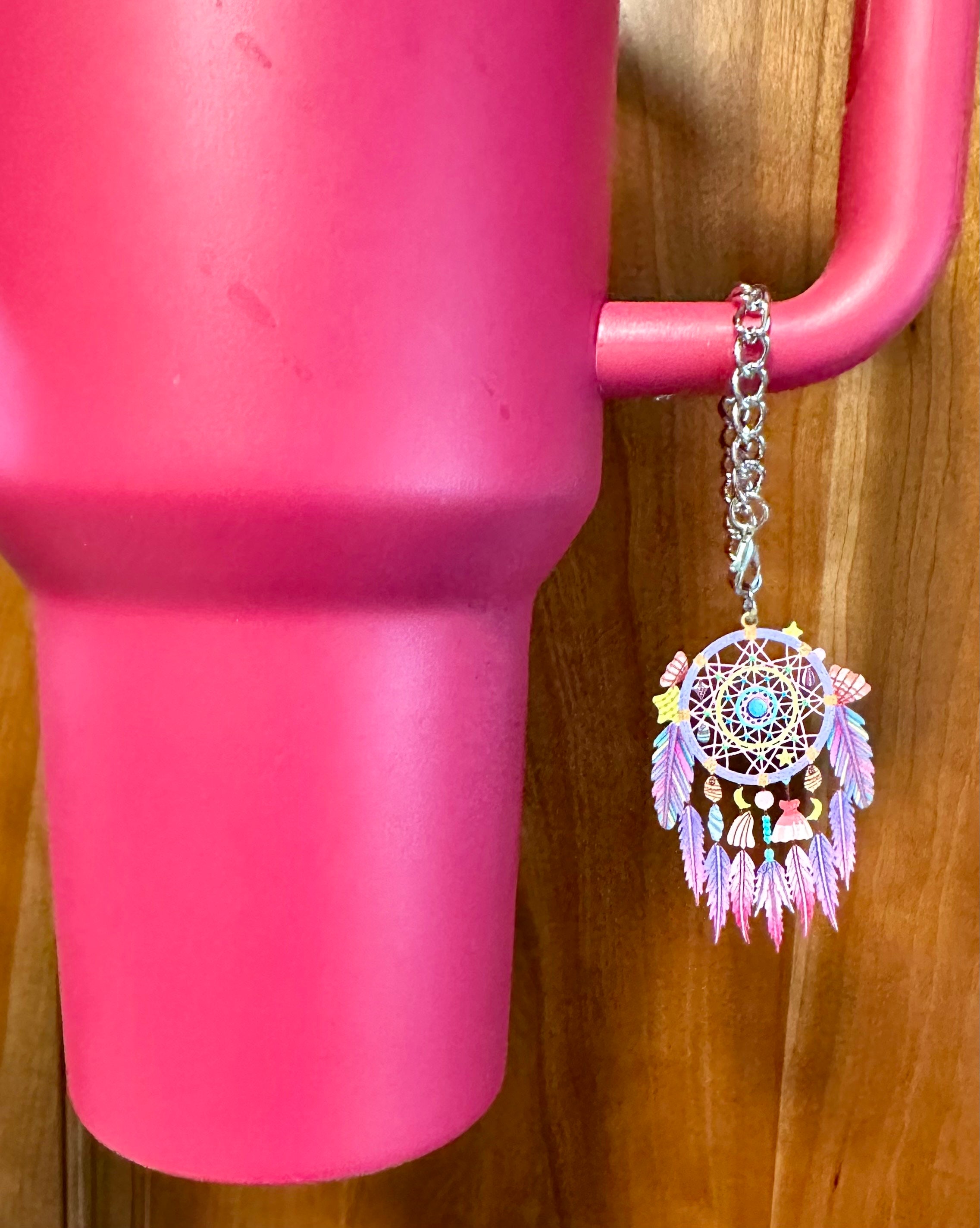 Cup Handle Charm for Stanley or Cirkul Tumbler Accessory -  Dreamcatcher Purple Sun Moon Stars