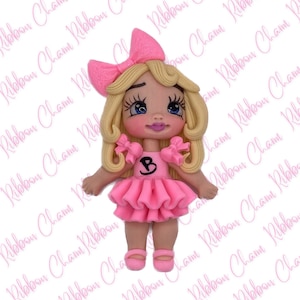 3 Inch Clay doll - Clay dolls - bow centers - Clay bow centers - Cold Porcelain Clay - Polymer Clay Bow- Handmade - Hand painted