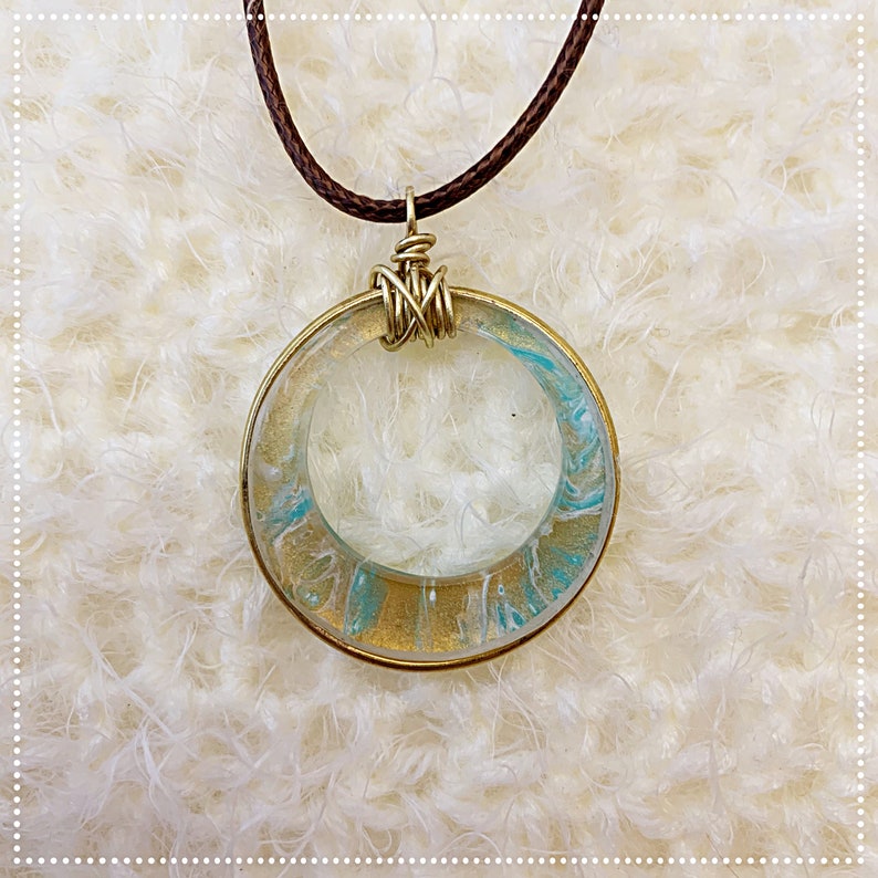 Earrings,Bracelet and Pendent Set Hand Painted Turquoise Gold and White with Brass