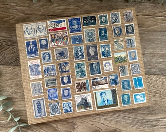 Set mit 50 blauen Poststempeln - Stempel für Journaling oder Papierbasteln.