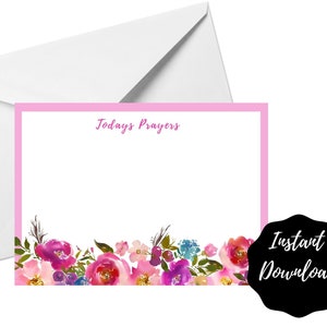 Instant Download Daily Prayer Cards, Blank Christian Prayer Cards, Digital Prayer Downloadable Cards, Prayer Card Template, Pretty Notecards