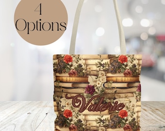 Vintage Floral Books Tote Bag-Retro Library Book Lover Gift, Literary Bookworm Shoulder Bag, Botanical Garden Tote, Eco-Friendly Shopping