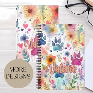 Dog Personalize Notebook, Dog Journal, Custom Journal, Journals For Women, Diaries, Personalized Diary, Dog Paws Journal, Custom Dog Journal