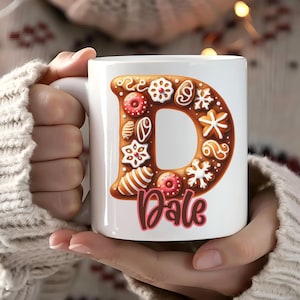Personalized Christmas Mug, Personalized Gingerbread Mug, Custom Name Holiday Cup, Personized Christmas Gift, Gingerbread Letter, Holiday