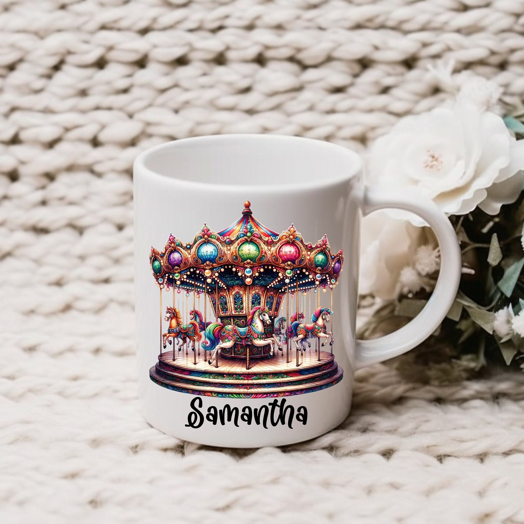Carousel Coffee Mug, Personalized Carousel Mug, Personalized Mug ...