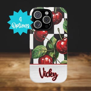 Cherry Phone Case, Cherry Design, Protective Cover, Tough Phone Case, Cute Cherry Pattern, Gift for Her, Birthday Present, Cherry Case