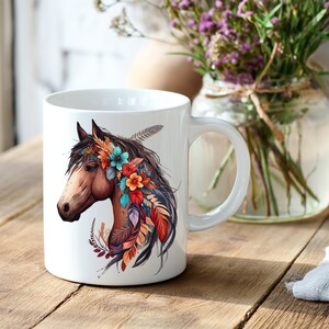 Boho Horse Lovers Mug, Horse Lovers Mug, Horse Mug Gift, Horse Coffee Mug, Gift for Horse Lovers, Ceramic Mug Horse, Boho Horse, Horse Gift