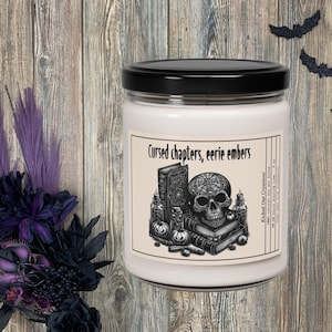 Cursed Chapters Candle, Gift For Readers, Book Lovers Gifts, Creepy Candle, Halloween Candle, Skull Candle, Soy Candle, Bookish, Spooky
