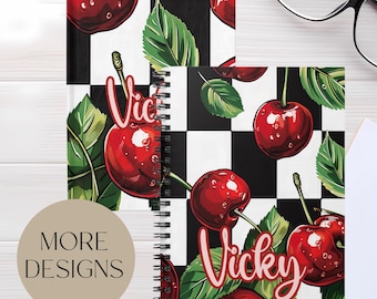 Cherry Spiral Notebook - Ruled Line, Journal, Diary, Sketchbook, Cherry Design, Cherry Diary, Cherry Lovers Gift, Fruit Journal, Cherry