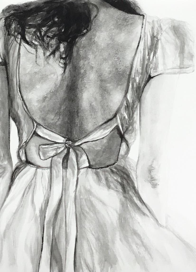 Back Of Girl In Dress Drawing Back Of Girl In Dress Drawing Sketch