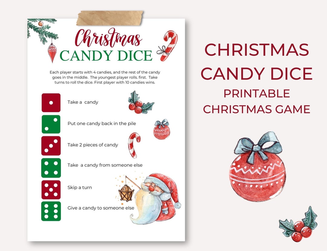 Christmas Candy Dice Game Printable Christmas Game Instant - Etsy