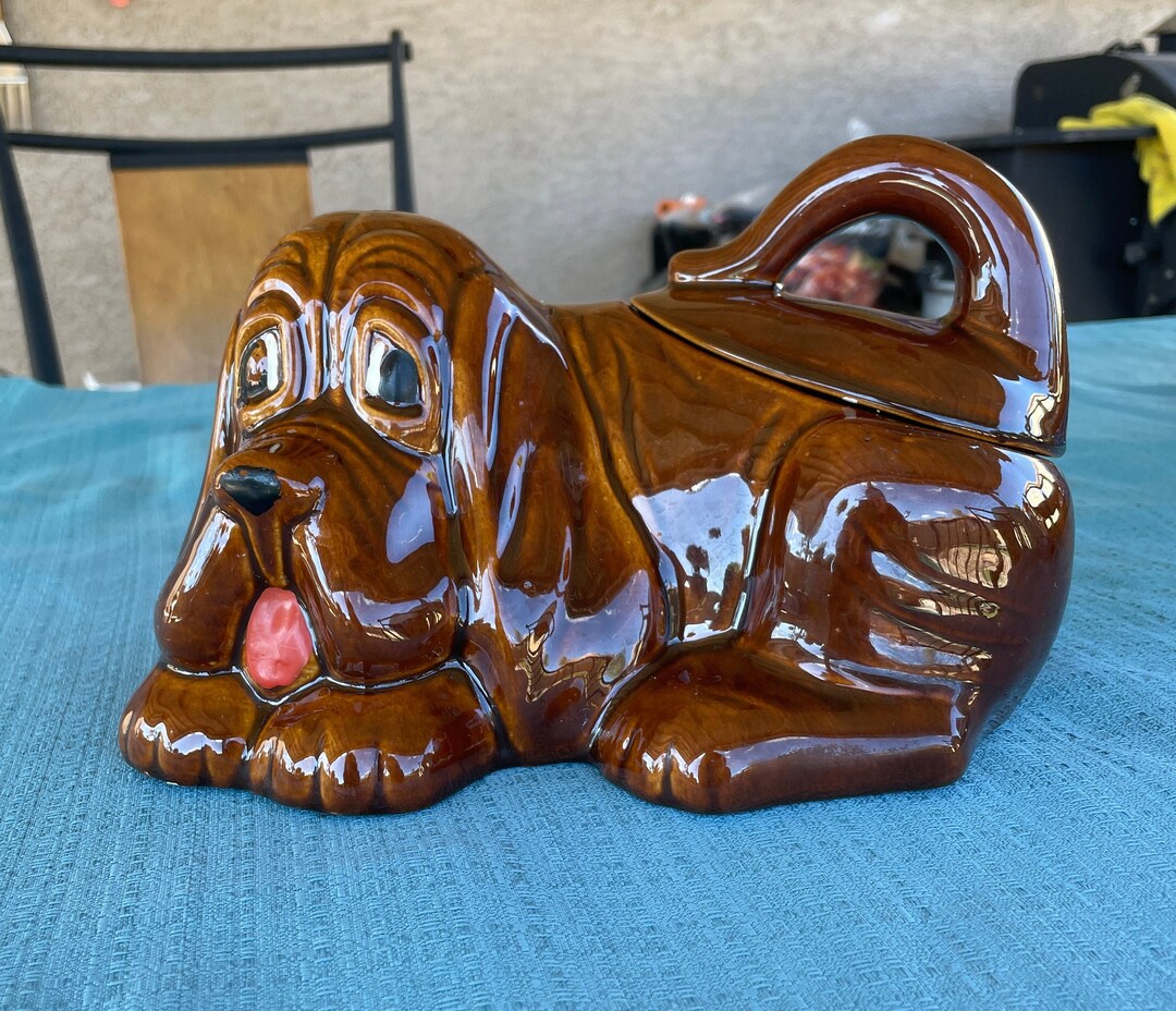Vintage Basset Hound Dog Cookie Jar Etsy
