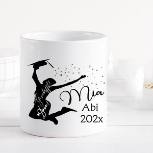 Abitur- Geschenke - Tasse zum Abitur 2023 -  bestandenes Abi 2023 Schul- Abschluss- Geschenk-Idee Prüfung - Tasse mit Namen personalisiert
