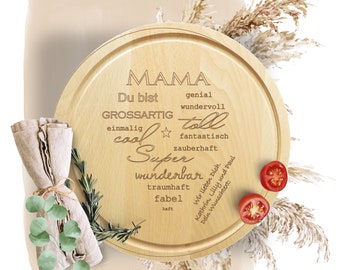 Gifts Mama - Cutting Board Wooden Board Kitchen with Engraving & Name Personalized - Wooden Kitchen Board