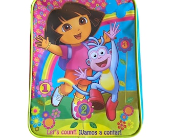 Nickelodeon Dora the Explorer Kids Rolling Suitcase Pink Let's Count Boots Bag