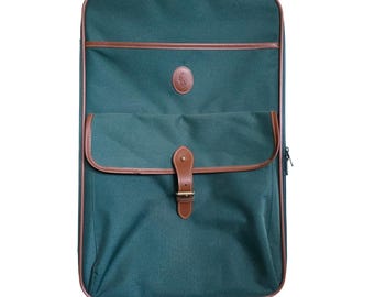 Polo Ralph Lauren Vintage 24 Inch Rolling Suitcase Hunter Green Canvas Luggage