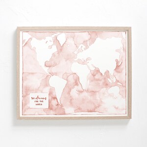 grote dromen voor de wereld | 8x10 handgeschilderde roest + witte aquarel kunstprint | digitale download