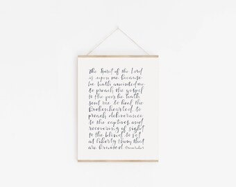 from Luke 4 | 8x10 hand-painted black + white and gold + white watercolor art print | digital download