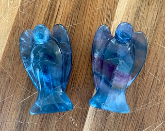 Fluorite Angel Figurine: Green & Rainbow Crystal, Home Protection