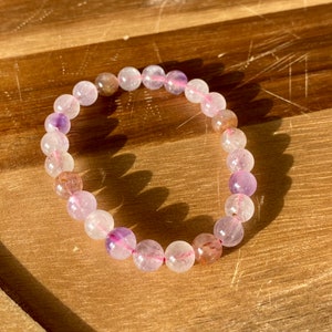 Super 7 Crystal Bracelet: Amethyst Bead Stretch Jewelry