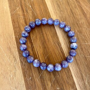 Lepidolite Crystal Bracelet: Purple Bead Stretch Jewelry (8-9mm)