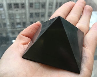 Shungite Polished Pyramid | EMF Protection| 5G Protection| Home Protection Crystal| Home Decor Crystal | Detox Crystal |Purification Crystal