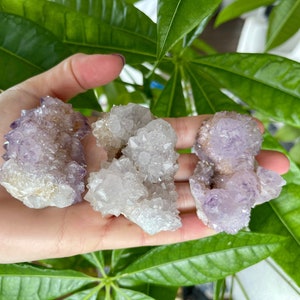 Medium Raw Spirit Quartz Cluster | Amethyst Crystal Cluster | Cactus Quartz | Crystal Healing | Sparkle Crystal | Crystal Chunk | Amethyst