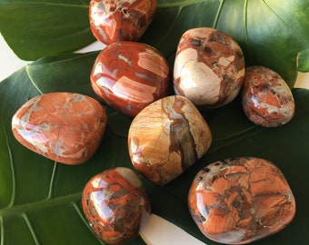 Large Tumbled Brecciated Jasper Palm Stone: Brown Jasper Powerstone