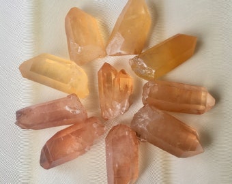 Rough Tangerine Quartz Crystal Point: Unpolished Orange Meditation Stone
