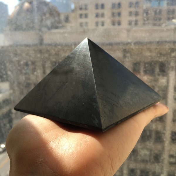 Large Shungite Pyramid | EMF Protection | Meditation | Home Protection Crystal | Home Decor Crystal | Detox Crystal | Purification Crystal