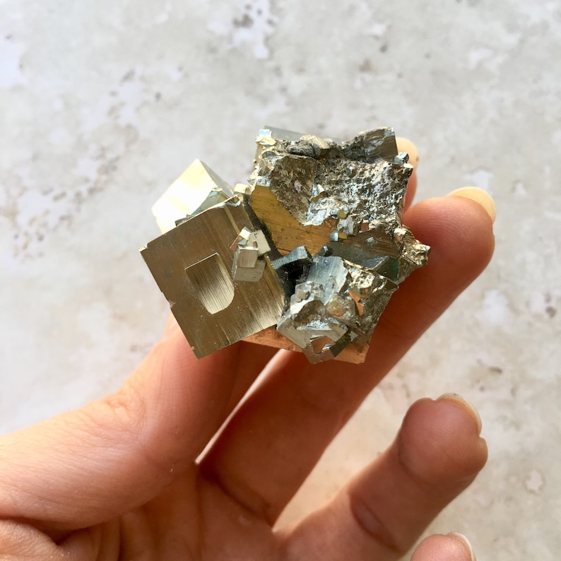 Small Pyrite Cube Cluster Raw Pyrite Crystal Meditation Grid Pyrite Chunk Fool's Gold Home Decor Crystal Gold Crystal Gift image 4