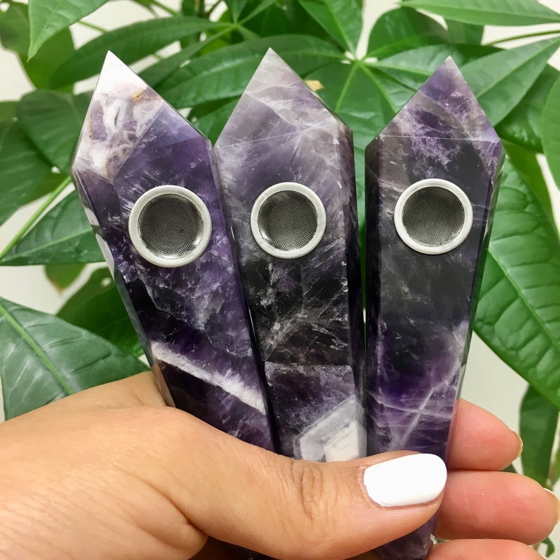 Amethyst Crystal Pipe Gemstone Pipe Smoking Pipe Gift Etsy
