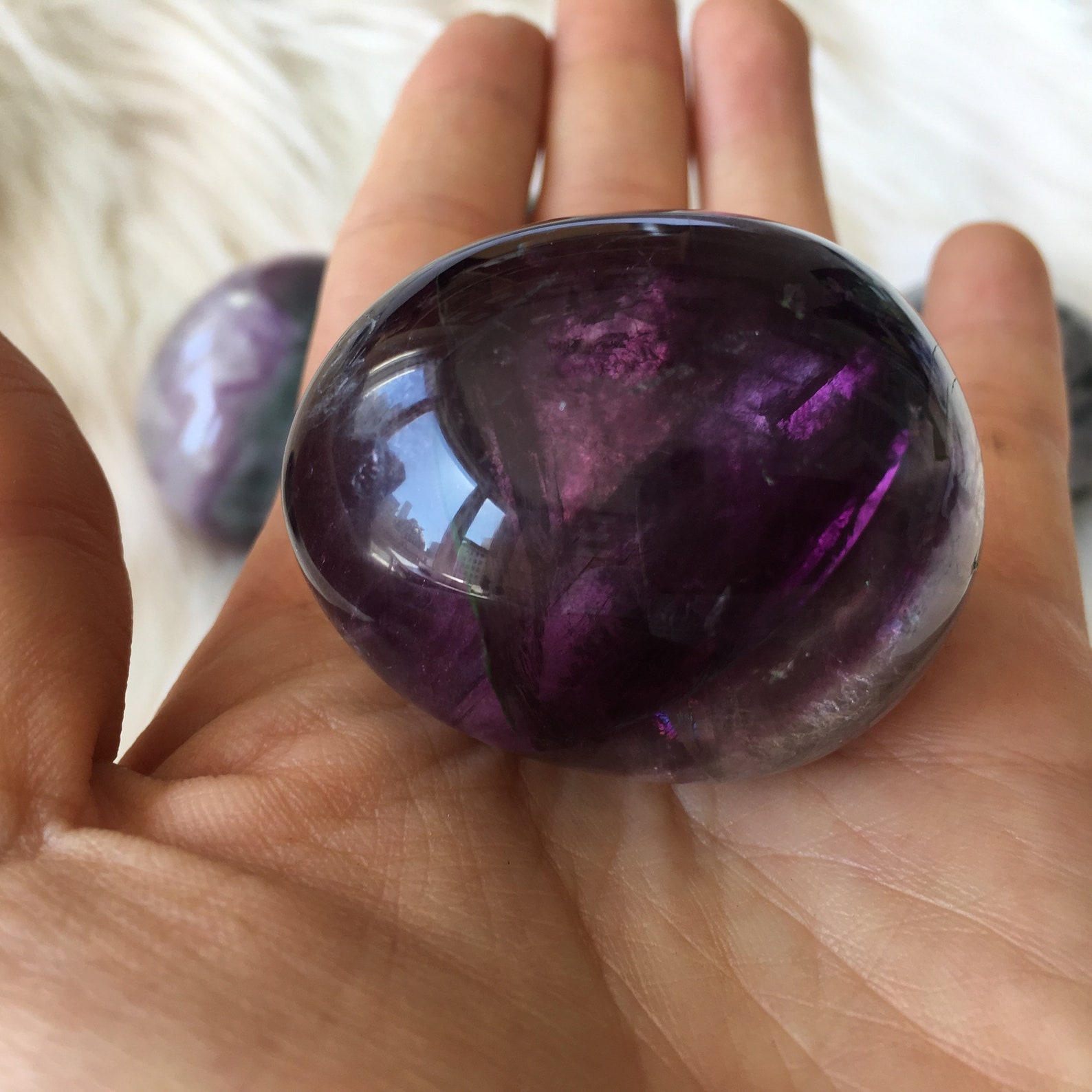 Rainbow Fluorite Crystal Egg Single or 7 Piece Set Healing | Etsy