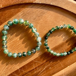 6mm/8mm Moss Agate Bracelets | Stretch Bracelet | Agate Crystal Bracelet | Crystal Jewelry | Green Bracelet | Women&#39;s Bracelet | Moss Agate