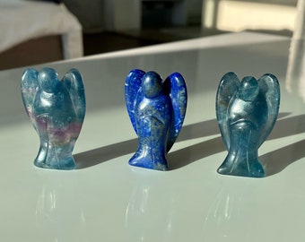 Labradorite & Rainbow Fluorite Angel Figurines: Altar Crystals