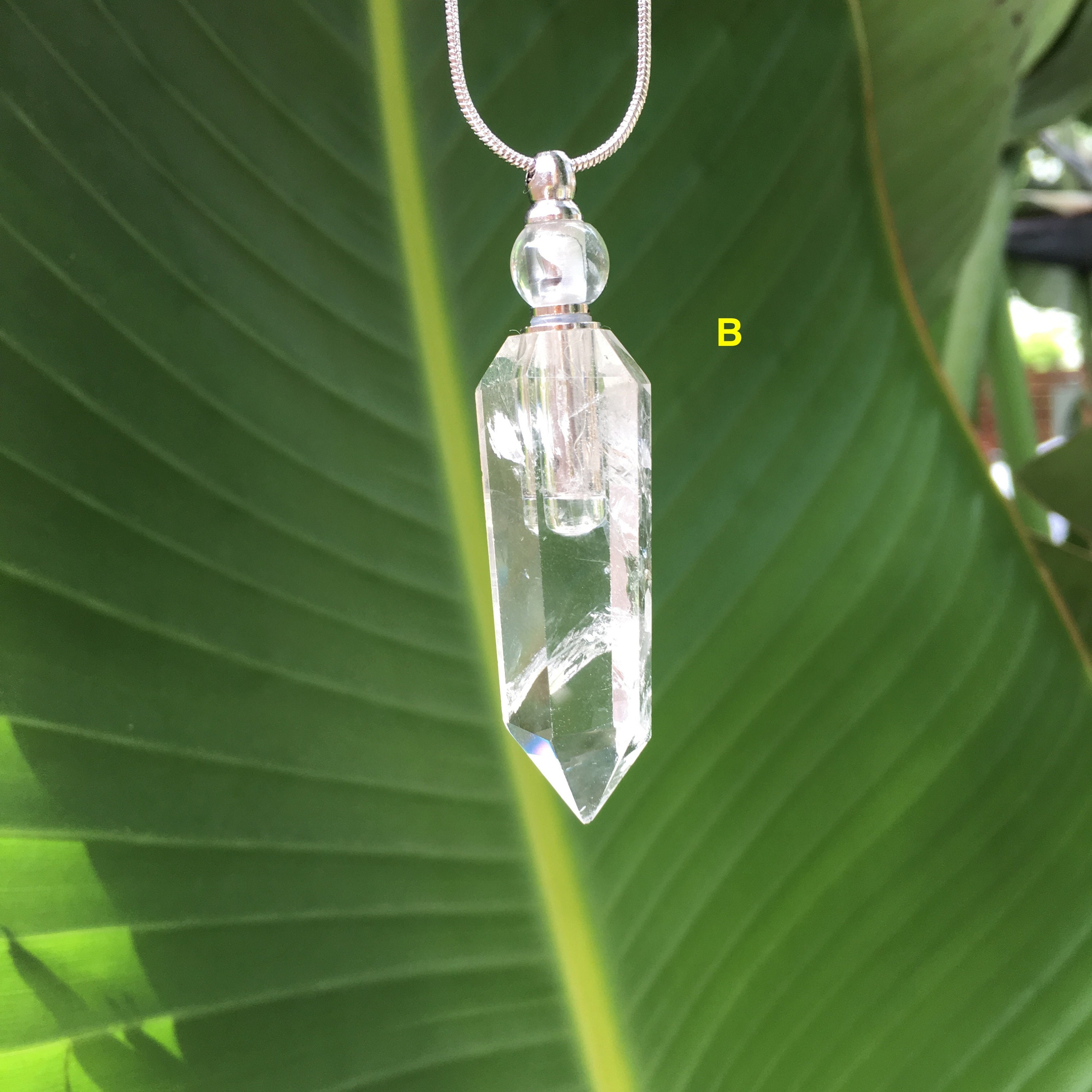 Clear Quartz Crystal Essential Oil Vile Necklaces 2 Sizes Etsy