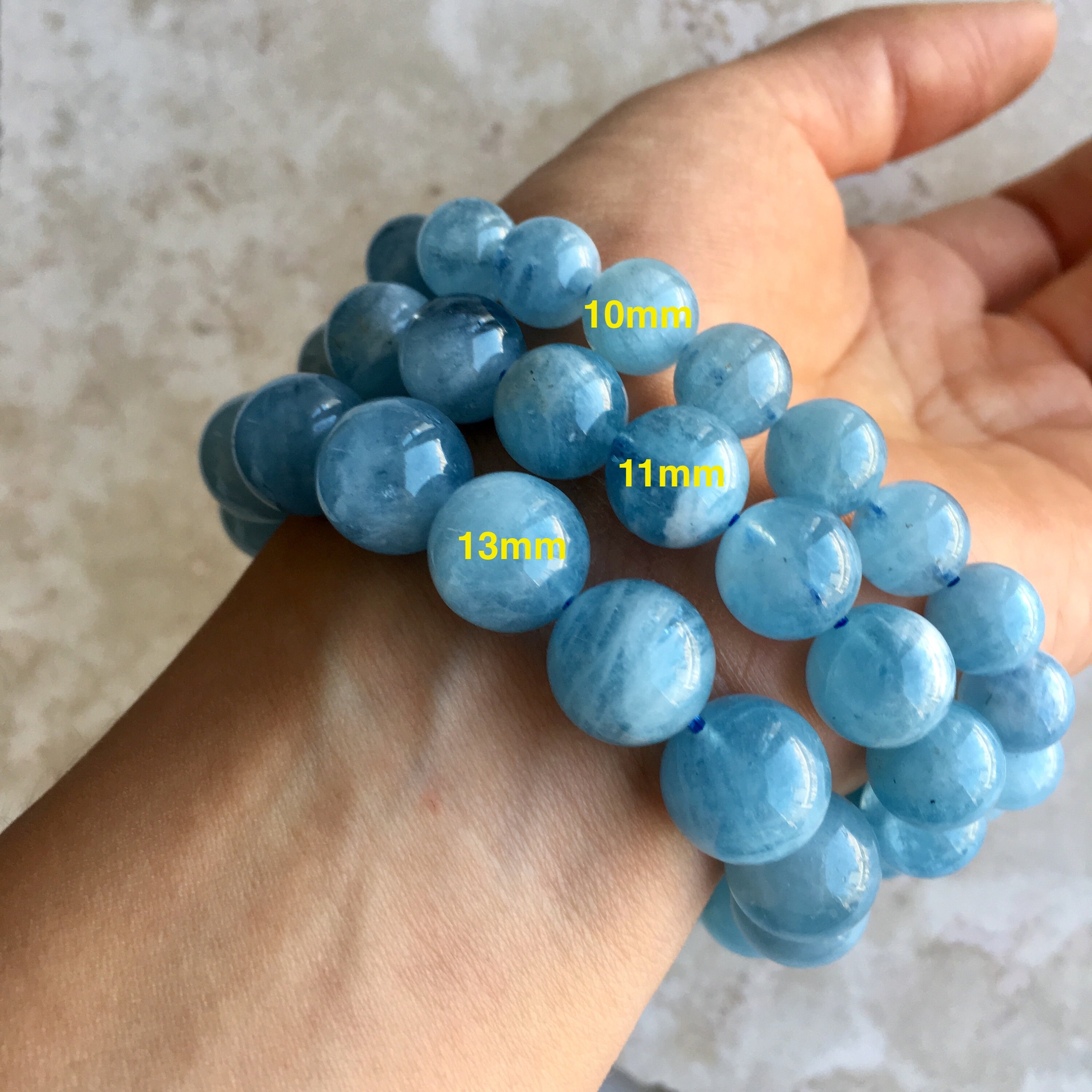 Aquamarine Hematite Stretch Beads Bracelet