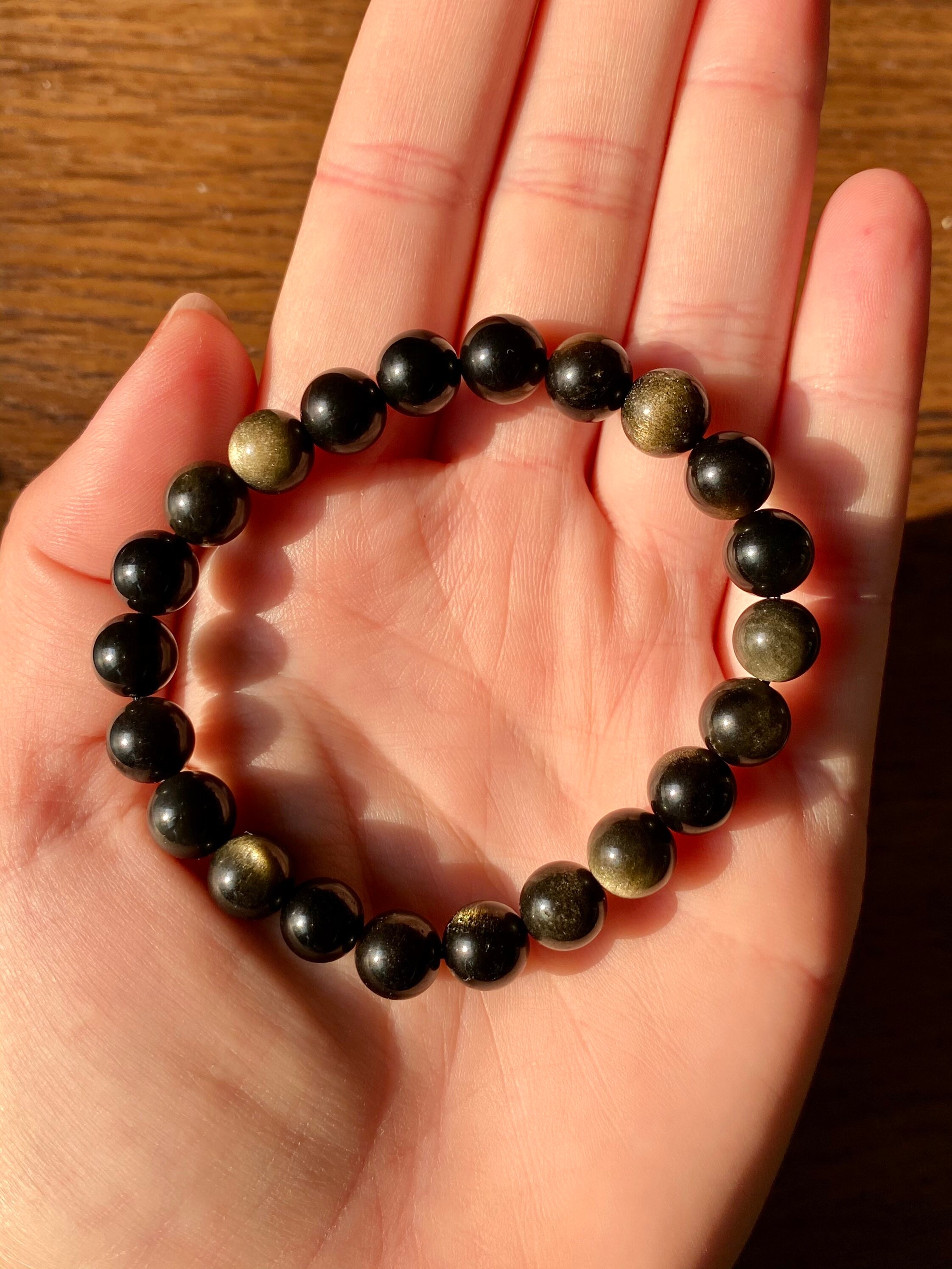 8mm Obsidian Bracelet Stretch Bracelet Black Crystal Etsy