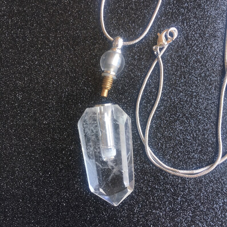 Clear Quartz Crystal Essential Oil Vile Necklaces 2 Sizes Etsy
