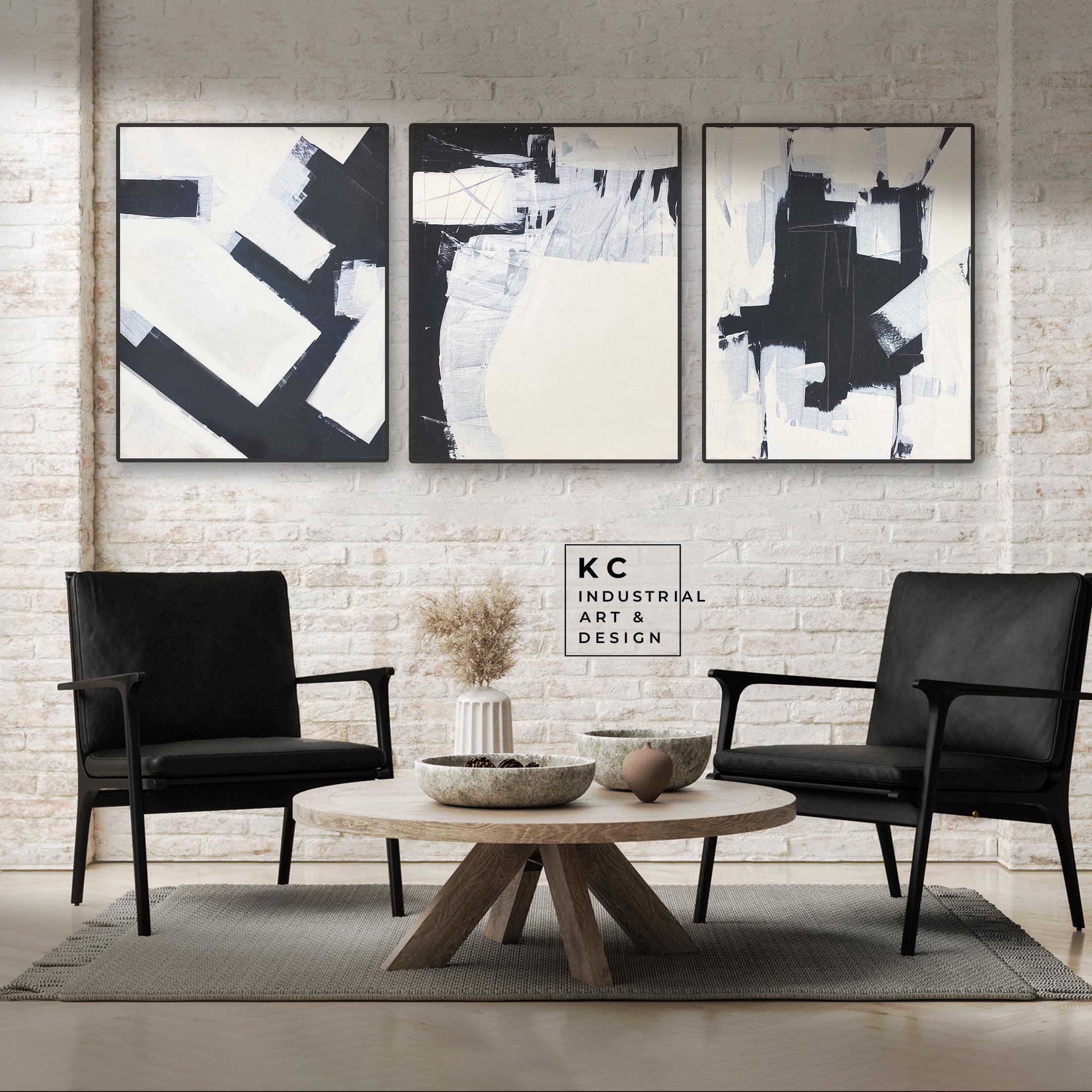Textured Black & White Abstract Art Print | Minimalist Home Decor - Etsy