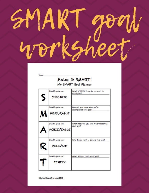 Smart Goal Worksheet Etsy Singapore