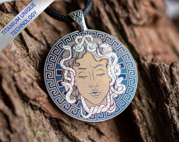 Titanium Pendant Medusa Gorgon Necklace Protection Amulet Etsy