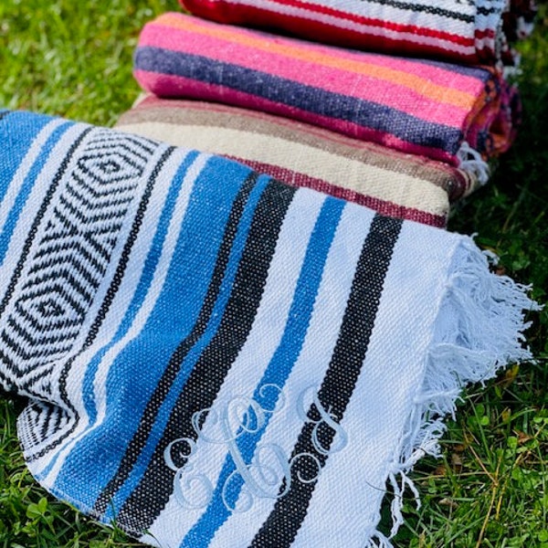 Mongrammed/Personalized Custom Embroidered Mexican Yoga Blankets