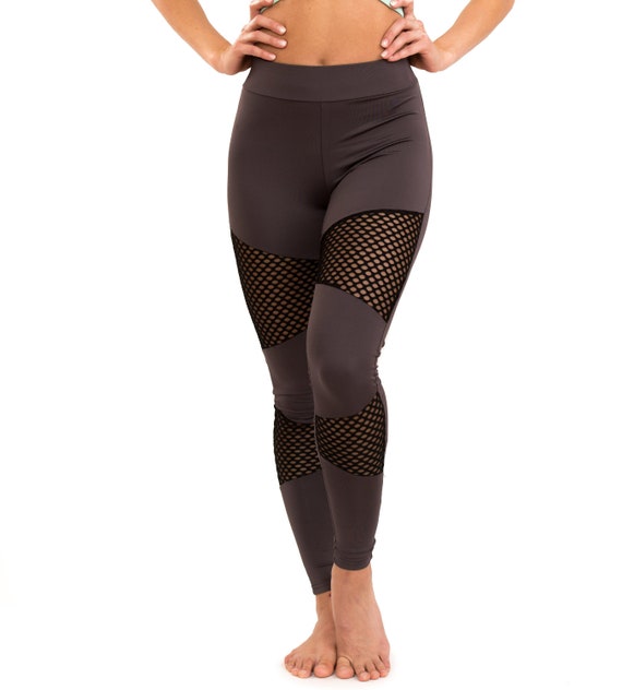 Mesh Fishnet Leggings High Waist Yoga 